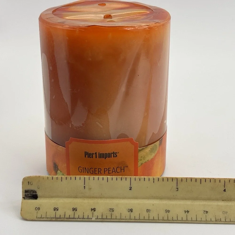 NEW Pier 1 Pillar Candle Ginger Peach Candle 3x4‎ Sealed Discontinued